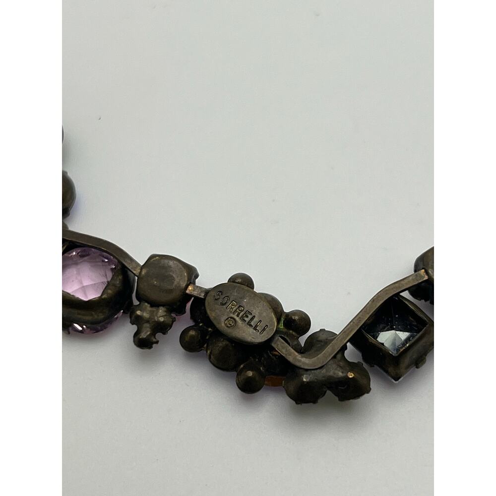 Vintage Sorelli Fresh Flowers Swarovski Crystal Necklace brass colored metal - Picture 9 of 10